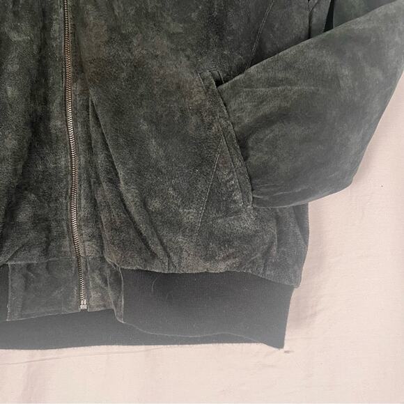 Vintage Black Suede Bomber Jacket Mens XL Streetwear Biker Fall Winter Classic - Picture 3 of 11
